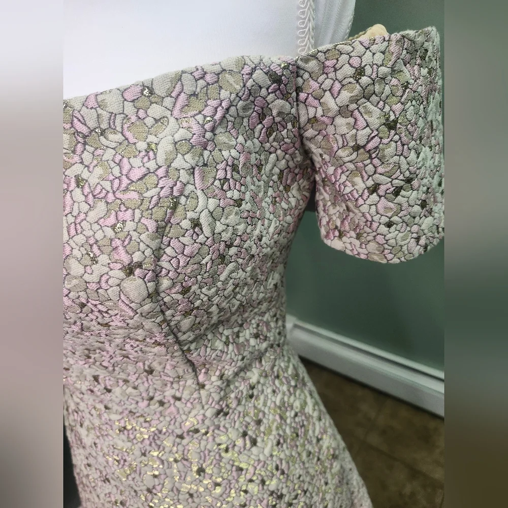 Alyce Paris Pink Floral Off-Shoulder Maxi Dress - Picture 10 of 13